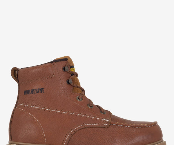 Wolverine Men's Moc Toe Wedge 6 Inch Work Boots, Size: 7 EW, Brown
