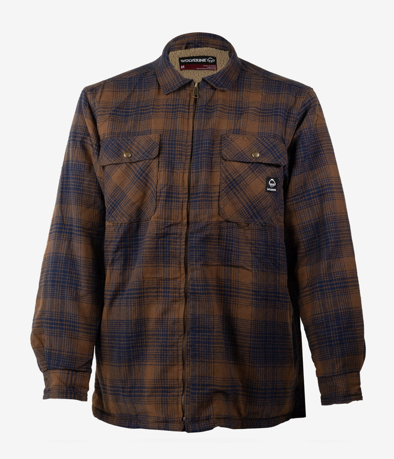 Wolverine Hastings Sherpa Lined Zip Shirt Jacket - Dark Earth