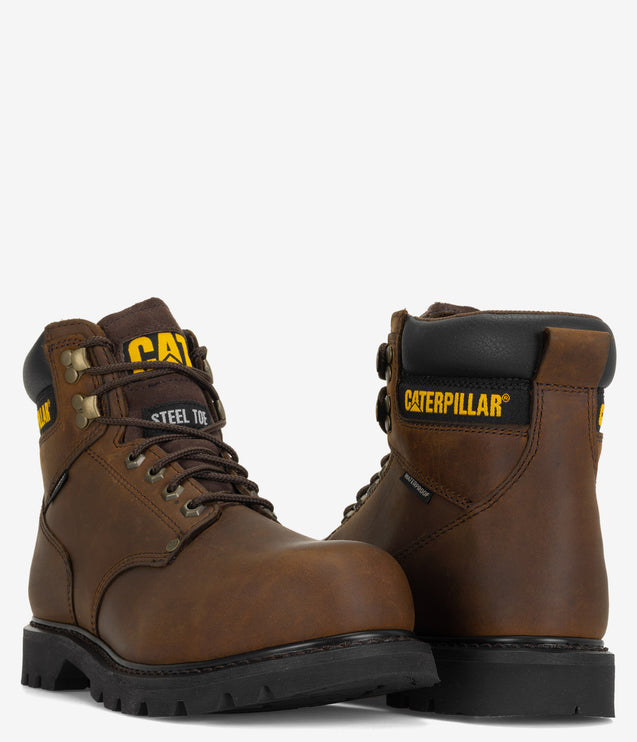 CAT Footwear Second Shift Steel Toe Waterproof Work Boot - Dark Brown
