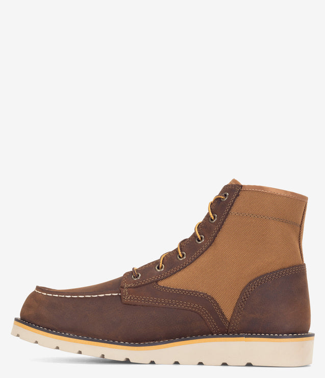 Carhartt 6" Leather & Canvas Moc-Toe Wedge Boot - Brown