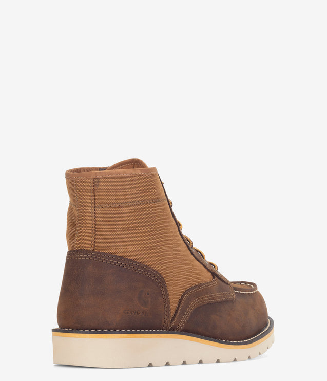 Carhartt 6" Leather & Canvas Moc-Toe Wedge Boot - Brown