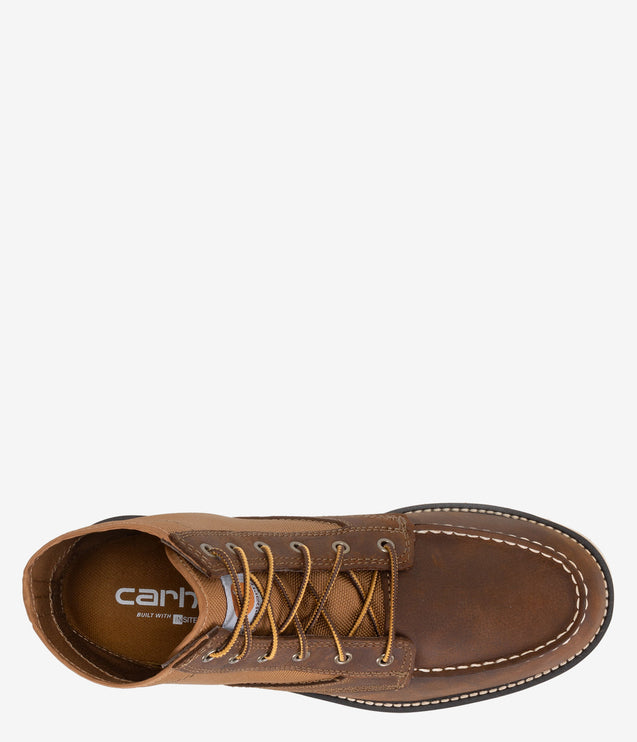 Carhartt 6" Leather & Canvas Moc-Toe Wedge Boot - Brown