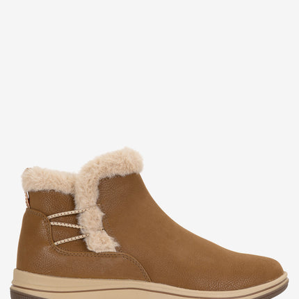 Clarks Breeze Fur Booties - Dark Tan