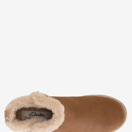 Clarks Breeze Fur Booties - Dark Tan