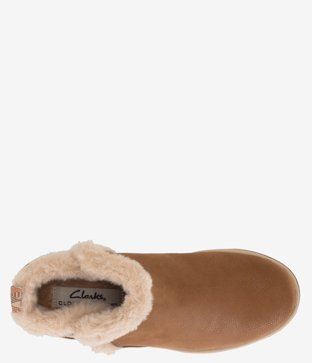 Clarks Breeze Fur Booties - Dark Tan