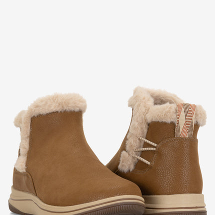 Clarks Breeze Fur Booties - Dark Tan