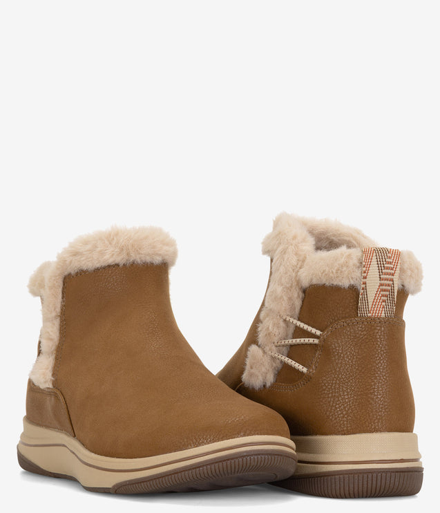 Clarks Breeze Fur Booties - Dark Tan