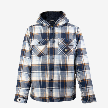 CAT Apparel Hooded Flannel Shirt Jacket - Detroit Blue