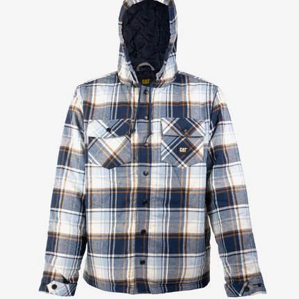 CAT Apparel Hooded Flannel Shirt Jacket - Detroit Blue