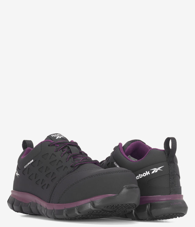 Reebok Sublite Exofuse Composite Safety Toe ESD Work Shoe - Black/Plum