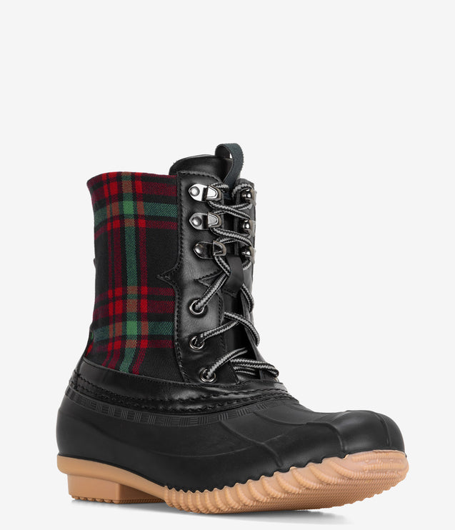 Spring Step Duckie Plaid Boot - Black Plaid