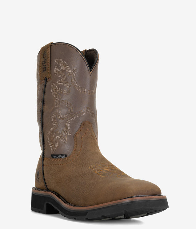 Iron Age Outlaw 10" Steel Toe Waterproof Square Toe Work Boot - Brown/Taupe