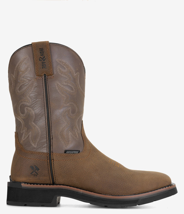 Iron Age Outlaw 10" Steel Toe Waterproof Square Toe Work Boot - Brown/Taupe