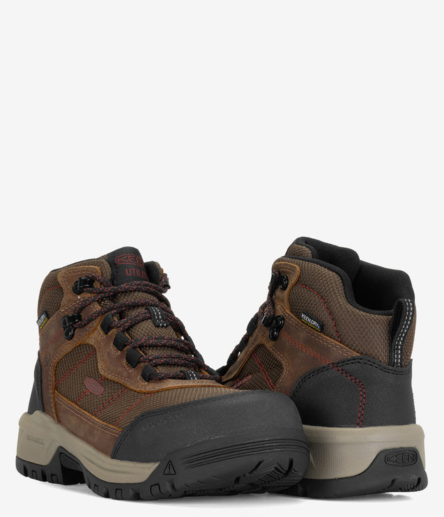 KEEN Utility Skokie Waterproof Carbon Toe Work Boot - Bison/Black