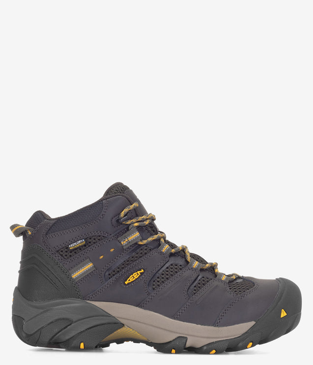 KEEN Utility Lansing Mid Waterproof Safety Toe Hiker Boot - Raven/Tawny