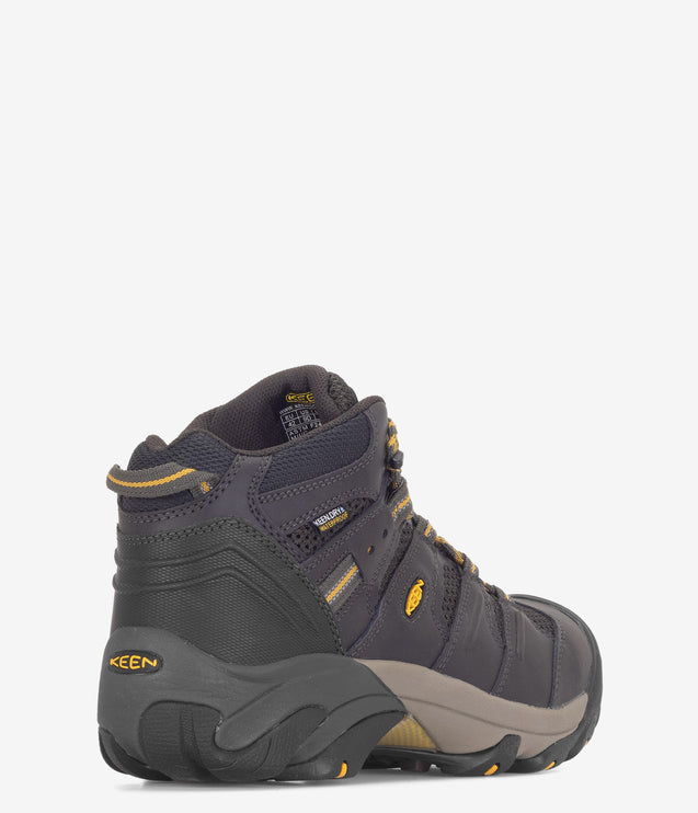 KEEN Utility Lansing Mid Waterproof Safety Toe Hiker Boot - Raven/Tawny