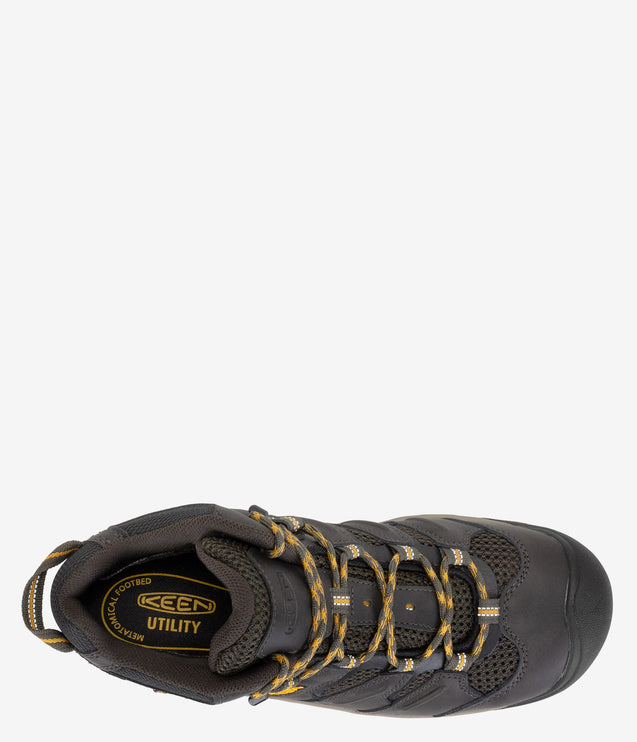 KEEN Utility Lansing Mid Waterproof Safety Toe Hiker Boot - Raven/Tawny