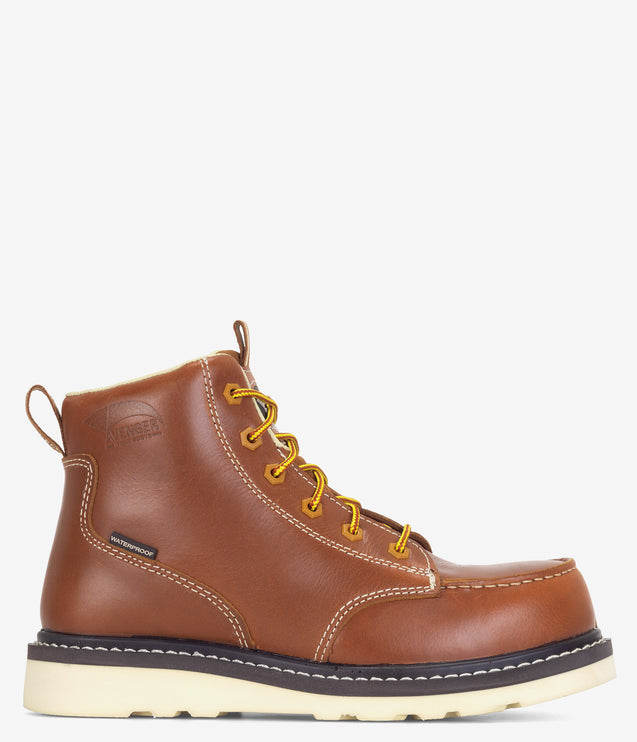Avenger Moc Toe Carbon Safety Toe Waterproof Wedge Work Boot - Tobacco