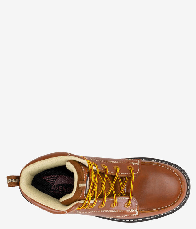 Avenger Moc Toe Carbon Safety Toe Waterproof Wedge Work Boot - Tobacco
