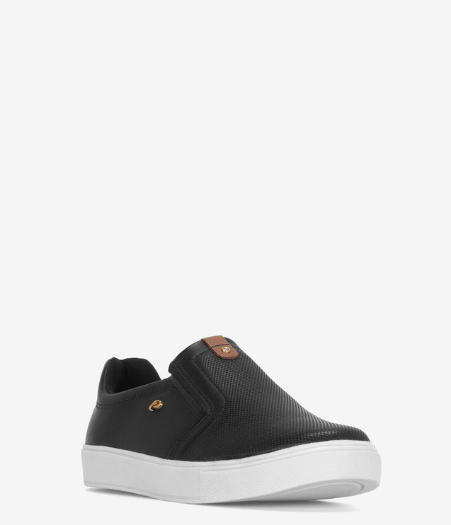 Pegada Casual Leather Slip-On - Black