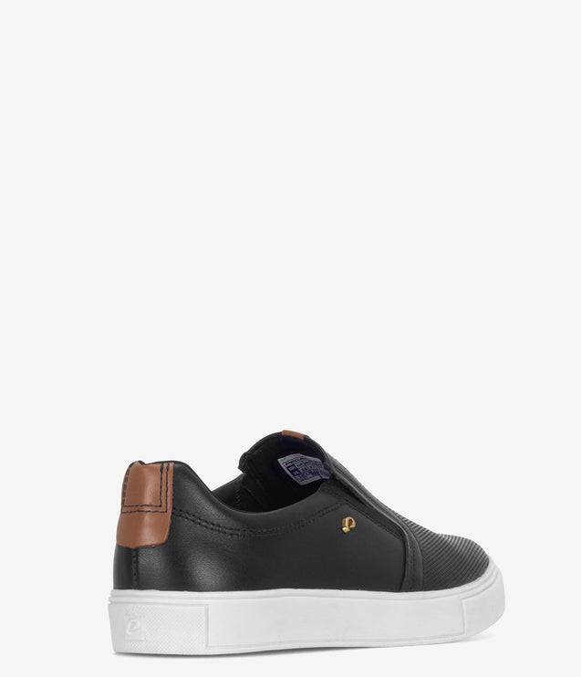 Pegada Casual Leather Slip-On - Black