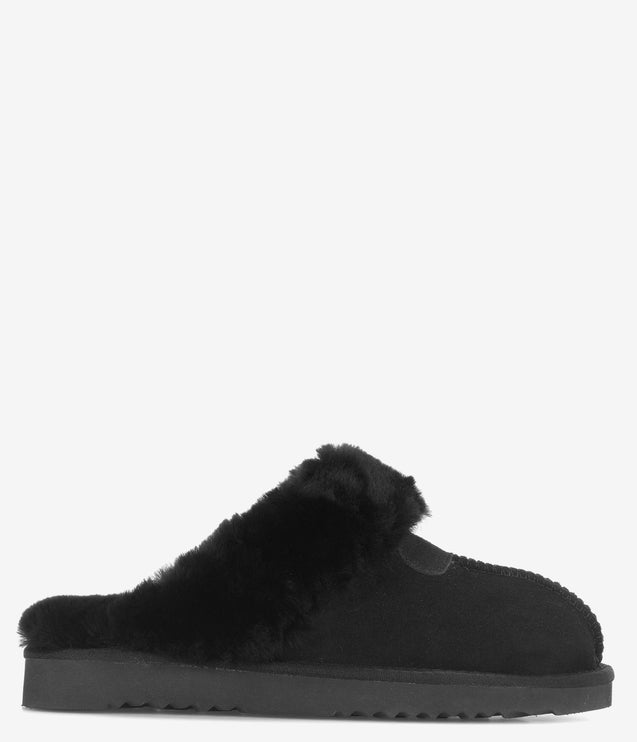Burleigh Scuff Slide Sheepskin Slipper - Black