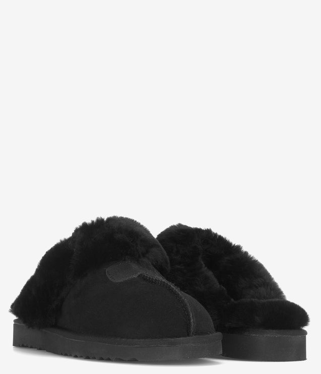Burleigh Scuff Slide Sheepskin Slipper - Black