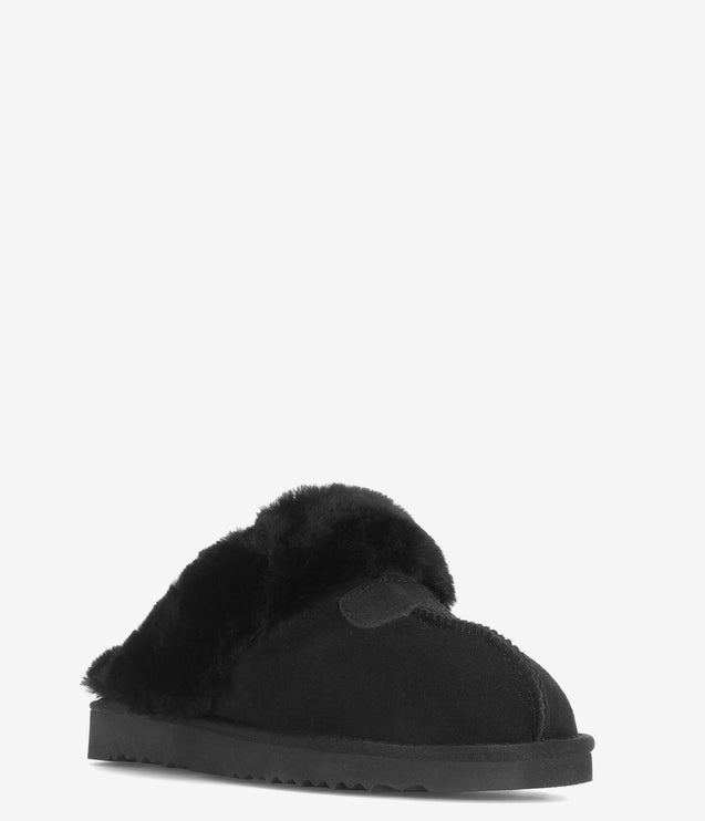 Burleigh Scuff Slide Sheepskin Slipper - Black