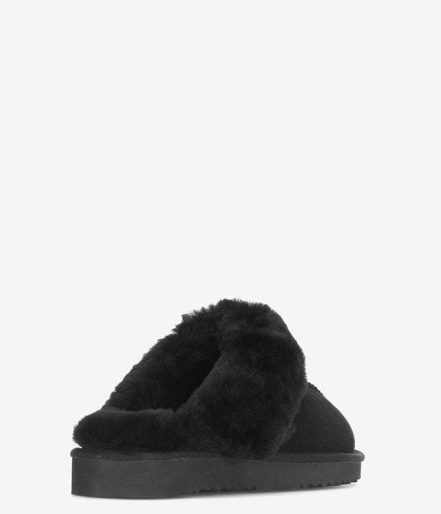 Burleigh Scuff Slide Sheepskin Slipper - Black
