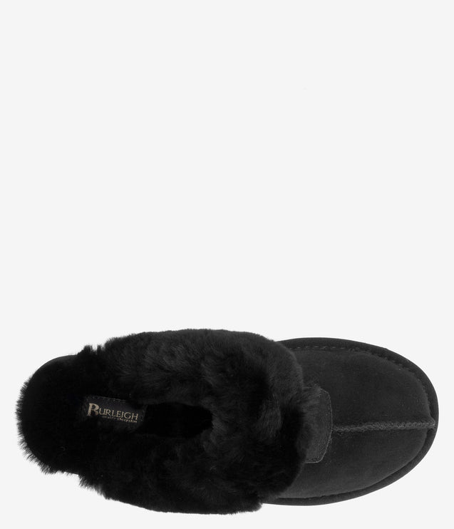 Burleigh Scuff Slide Sheepskin Slipper - Black
