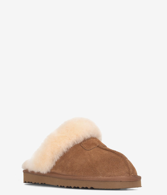 Burleigh Scuff Slide Sheepskin Slipper - Chestnut