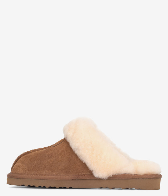 Burleigh Scuff Slide Sheepskin Slipper - Chestnut