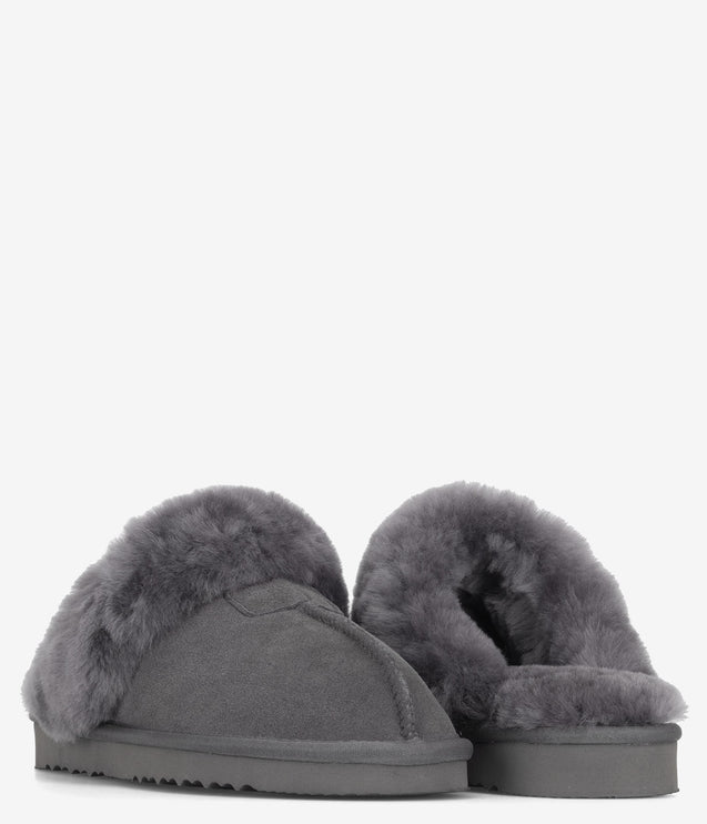Burleigh Scuff Slide Sheepskin Slipper - Grey