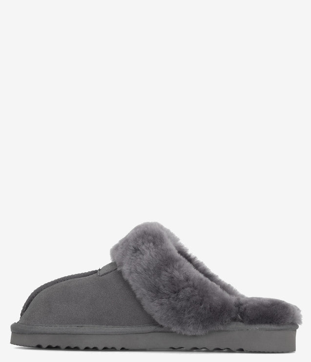 Burleigh Scuff Slide Sheepskin Slipper - Grey