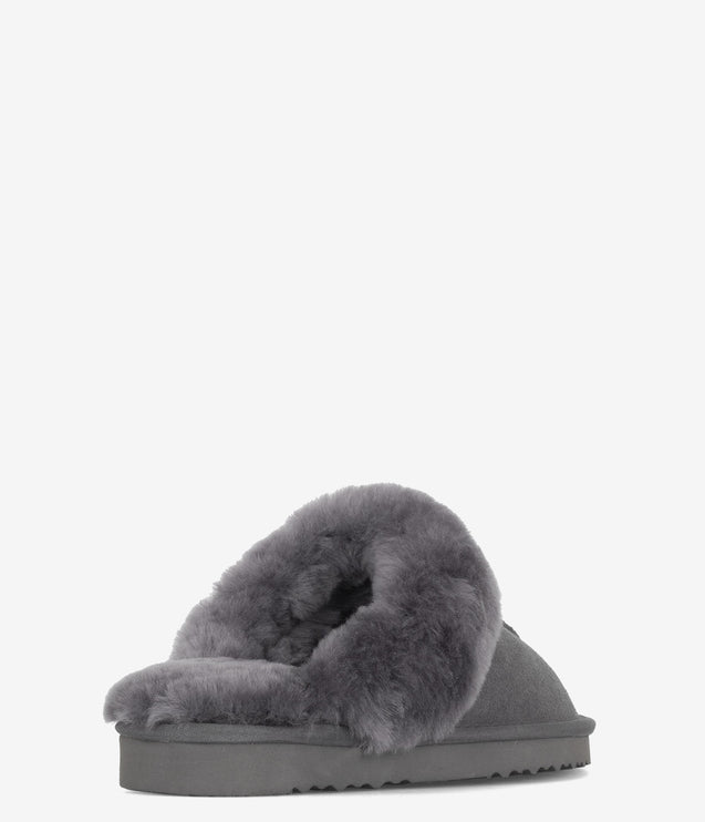 Burleigh Scuff Slide Sheepskin Slipper - Grey