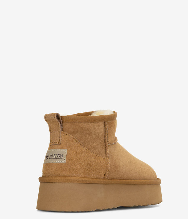 Burleigh Platform Shorty Twinface Sheepskin Boot - Chestnut