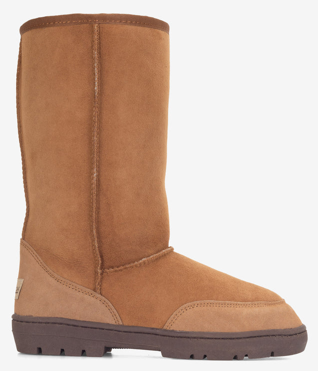 Burleigh Tall Twinface Sheepskin Rugged Sole Boot - Chestnut
