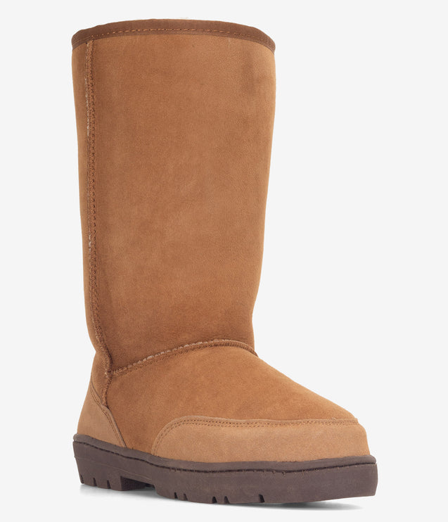 Burleigh Tall Twinface Sheepskin Rugged Sole Boot - Chestnut