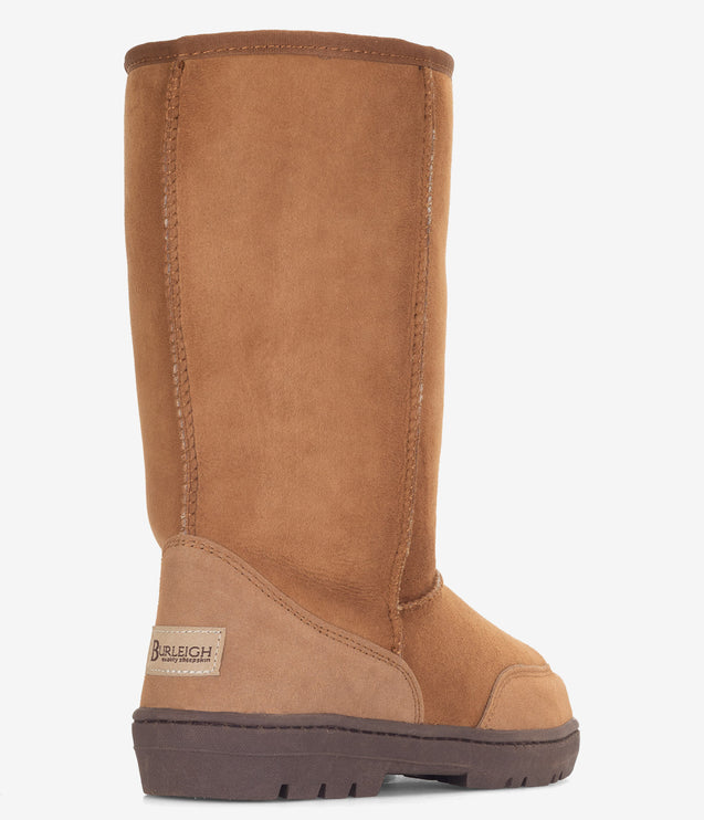 Burleigh Tall Twinface Sheepskin Rugged Sole Boot - Chestnut