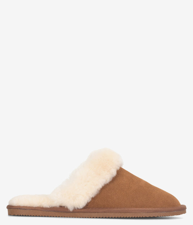 Burleigh Plush Scuff Slide Sheepskin Slipper - Chestnut