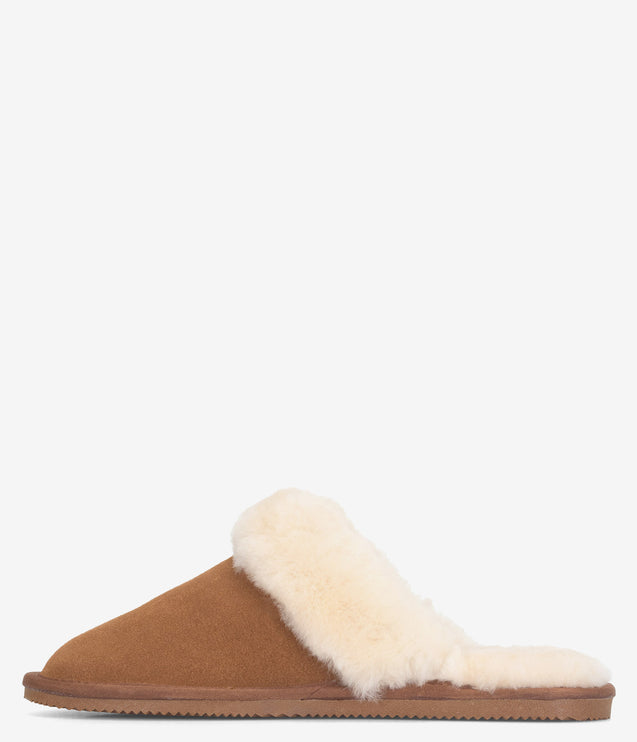 Burleigh Plush Scuff Slide Sheepskin Slipper - Chestnut