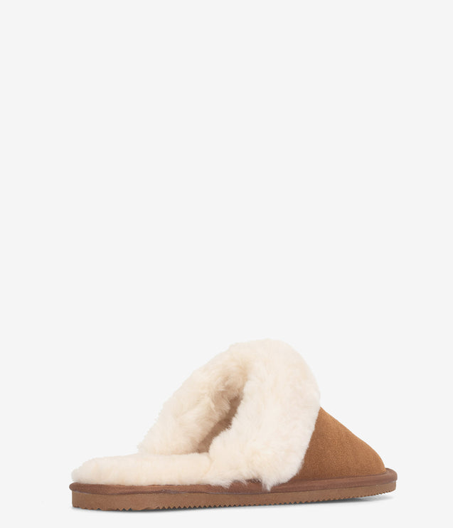 Burleigh Plush Scuff Slide Sheepskin Slipper - Chestnut