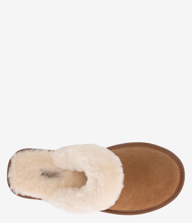 Burleigh Plush Scuff Slide Sheepskin Slipper - Chestnut