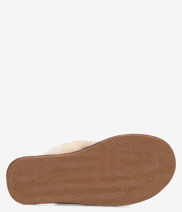 Burleigh Plush Scuff Slide Sheepskin Slipper - Chestnut