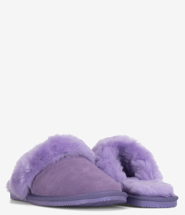 Burleigh Plush Scuff Slide Sheepskin Slipper - Purple