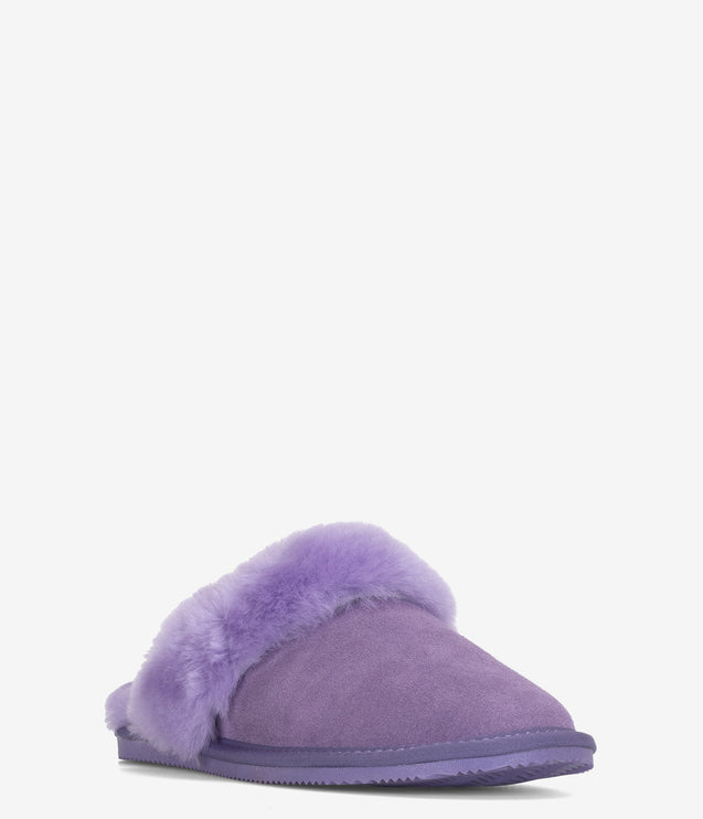 Burleigh Plush Scuff Slide Sheepskin Slipper - Purple