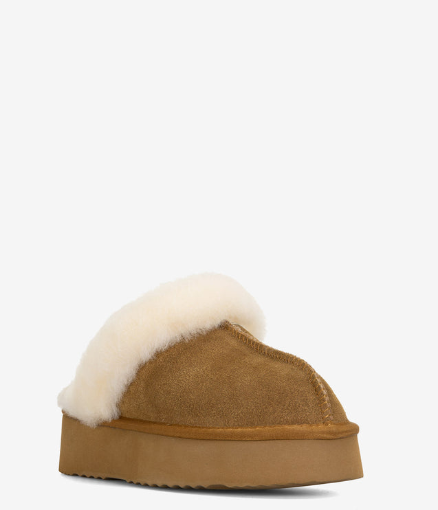 Burleigh Scuff Slide Platform Slipper - Chestnut