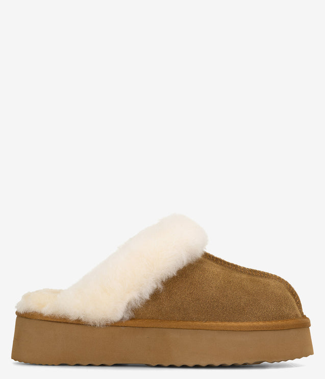 Burleigh Scuff Slide Platform Slipper - Chestnut