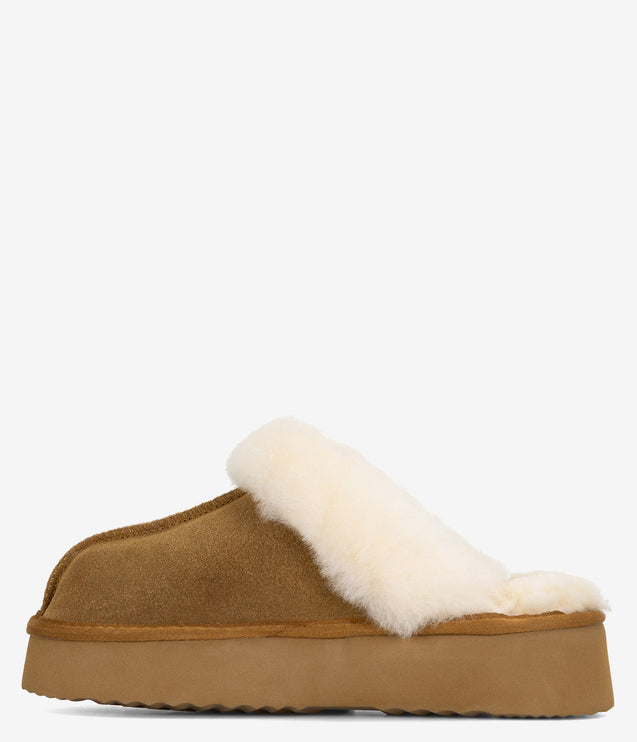 Burleigh Scuff Slide Platform Slipper - Chestnut