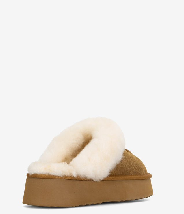 Burleigh Scuff Slide Platform Slipper - Chestnut